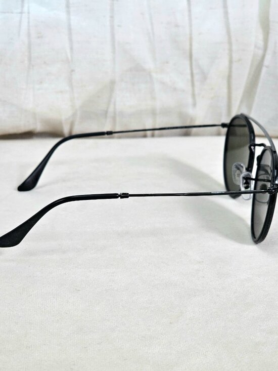 Ray-Ban Round Double Bridge Sunglasses RB3647N Black Frame Green Lenses w/ Case - Picture 7 of 9